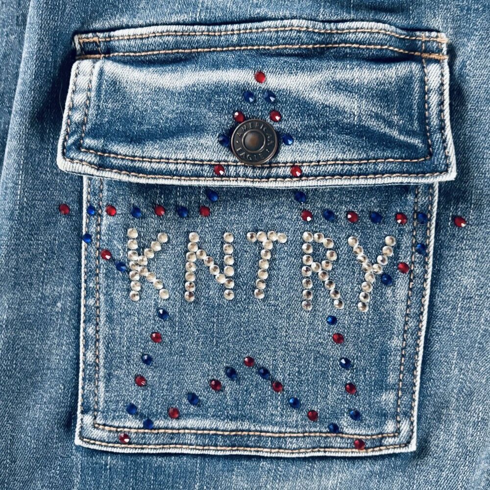American Eagle Unique Beyonce Kntry Radio High Rise 12 Tall Flare Stretch Jeans - Picture 5 of 8